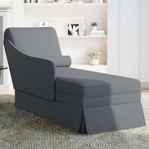 Chaiselong med bolster og højre armlæn fløjl mørkegrå