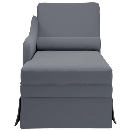 Chaiselong med bolster og højre armlæn fløjl mørkegrå