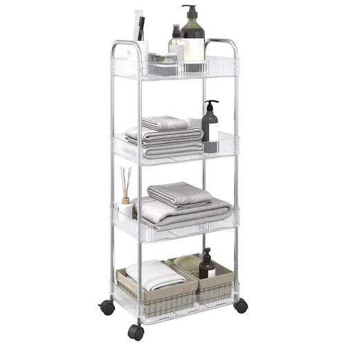 Opbevaringsvogn i 4 niveauer transparent 37x28x95 cm akryl