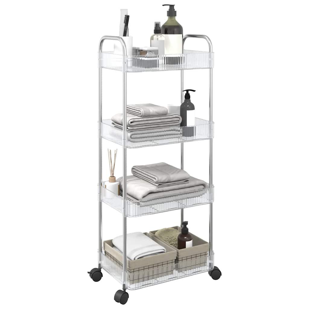Opbevaringsvogn i 4 niveauer transparent 37x28x95 cm akryl