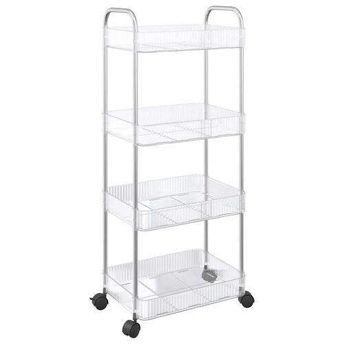 Opbevaringsvogn i 4 niveauer transparent 37x28x95 cm akryl