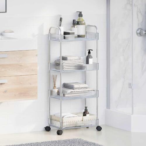 Opbevaringsvogn i 4 niveauer transparent 37x28x95 cm akryl