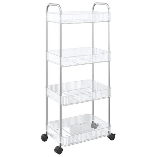 Opbevaringsvogn i 4 niveauer transparent 37x28x95 cm akryl