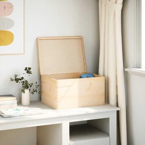 Trækasse med låg 40x30x23 cm massivt fyrretræ