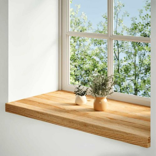 Vindueskarme i massivt egetræ - 2 stk, lysebrun, 90×40×2 cm
