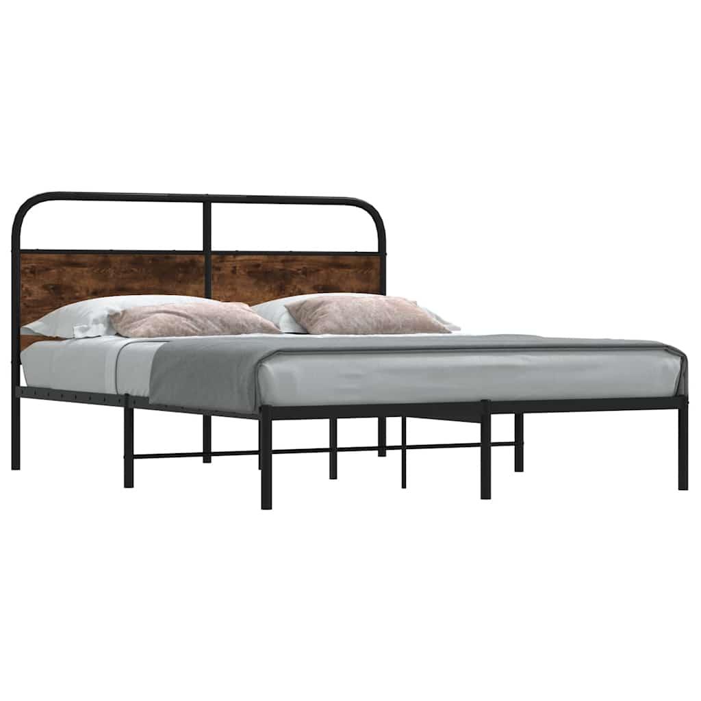 Sengeramme 150x200 Cm Uden Madras Konstrueret Træ Røget Eg