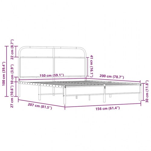 Sengeramme 150 x 200 cm med sengegavl - sonoma-eg