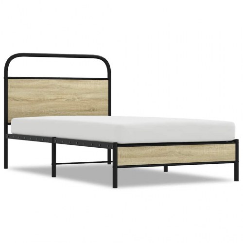 Sengeramme 100 x 190 cm med sengegavl uden madras - sonoma-eg
