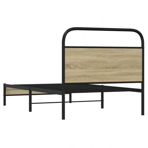Sengeramme 100 x 190 cm med sengegavl uden madras - sonoma-eg