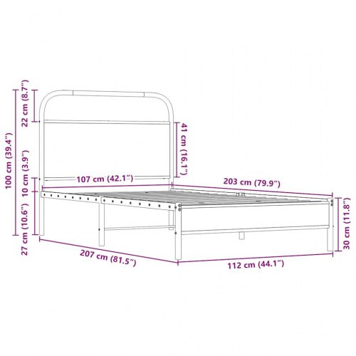 Sengeramme 107 x 203 cm med sengegavl - sonoma-eg