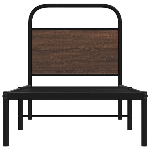 Sengeramme 80×200 cm - stål og konstrueret træ, brun eg