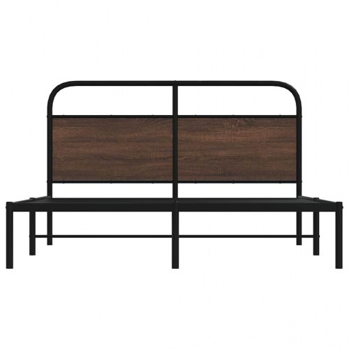 Sengeramme 150 x 200 cm med sengegavl - brunt egetræ