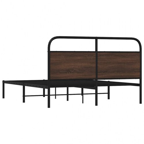 Sengeramme 150 x 200 cm med sengegavl - brunt egetræ