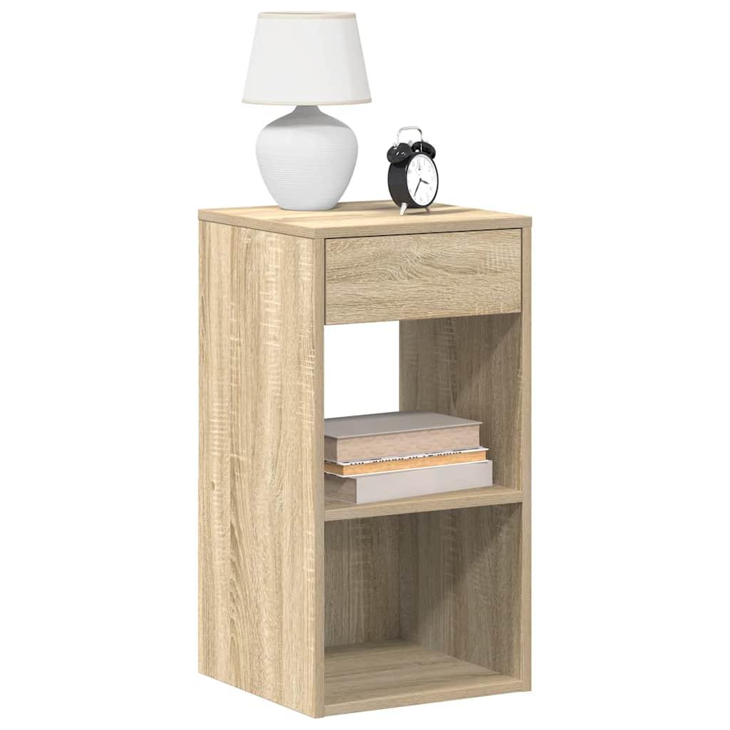 Sengeborde med skuffe 2 stk. 35x34x66,5 cm sonoma-eg billede