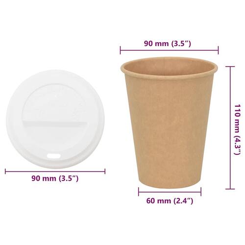 Kaffekopper af papir med låg 1000 stk. 12oz 300ml