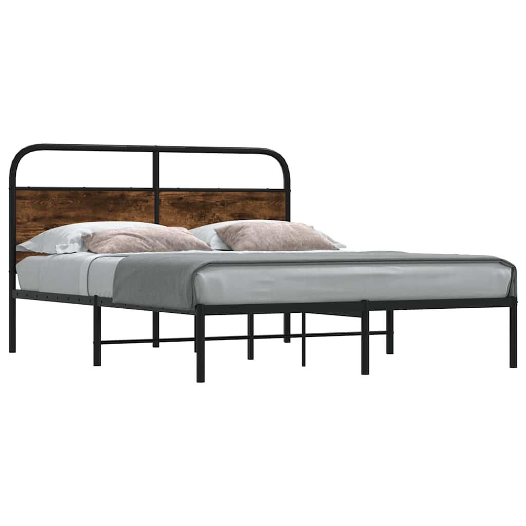 Sengeramme 135x190 Cm Uden Madras Konstrueret Træ Røget Eg