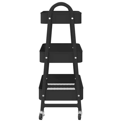 Opbevaringsvogn 3 hylder sort 42x41,5x77 cm stål