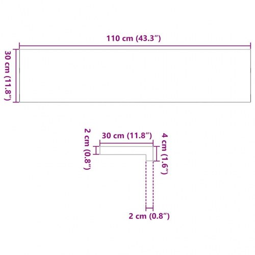 Vindueskarme 2 stk - ubehandlet massivt egetræ 110 × 30 × 2 cm