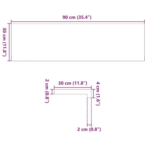 Vindueskarme 2 stk - ubehandlet massivt egetræ 90 × 30 × 2 cm