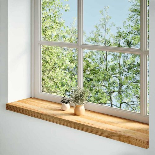 Vindueskarme i massivt egetræ 2 stk - lysebrun 110 × 30 × 2 cm