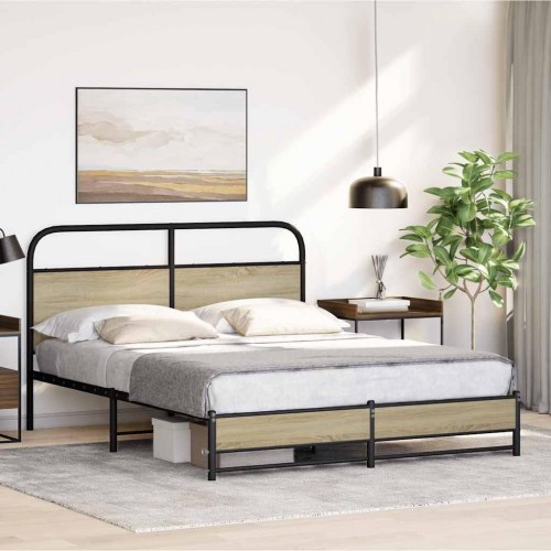 Sengeramme 150 x 200 cm med sengegavl - sonoma-eg