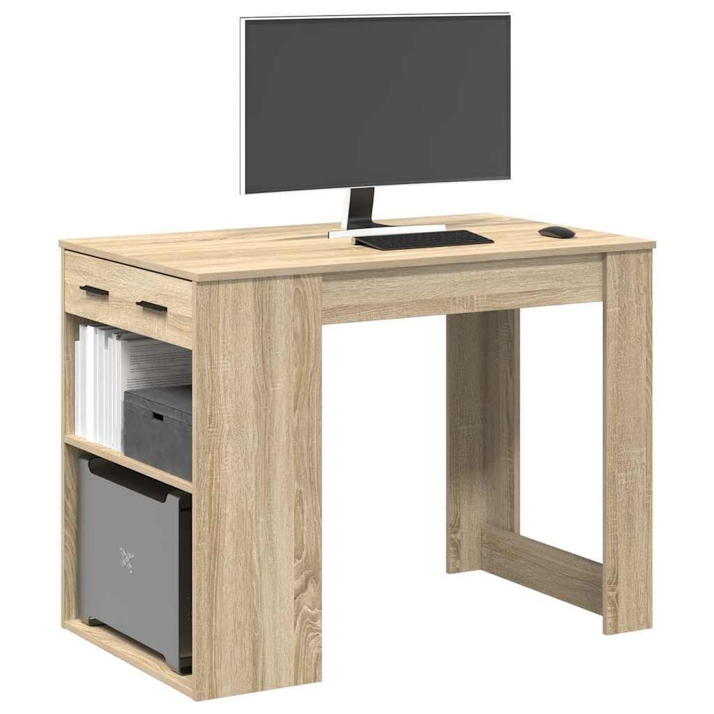 Skrivebord Med Skuffe Hylde 102x62x77 Sonoma