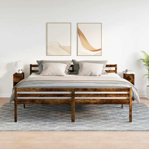 Sengeborde med skuffe 2 stk. 20x36x60 cm røget egetræsfarve