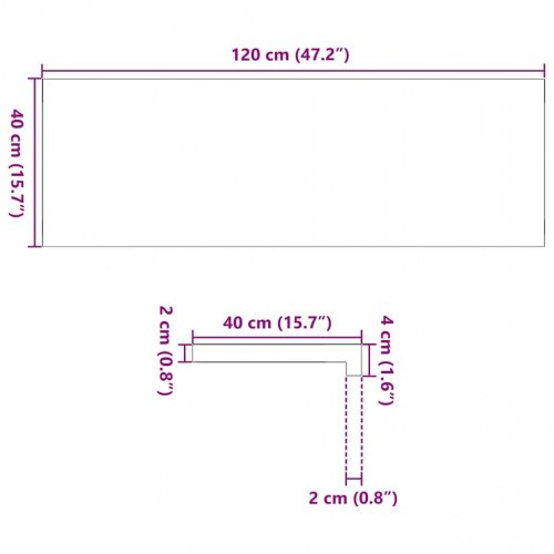 Vindueskarme i massivt egetræ - 2 stk ubehandlet 120 × 40 × 2 cm