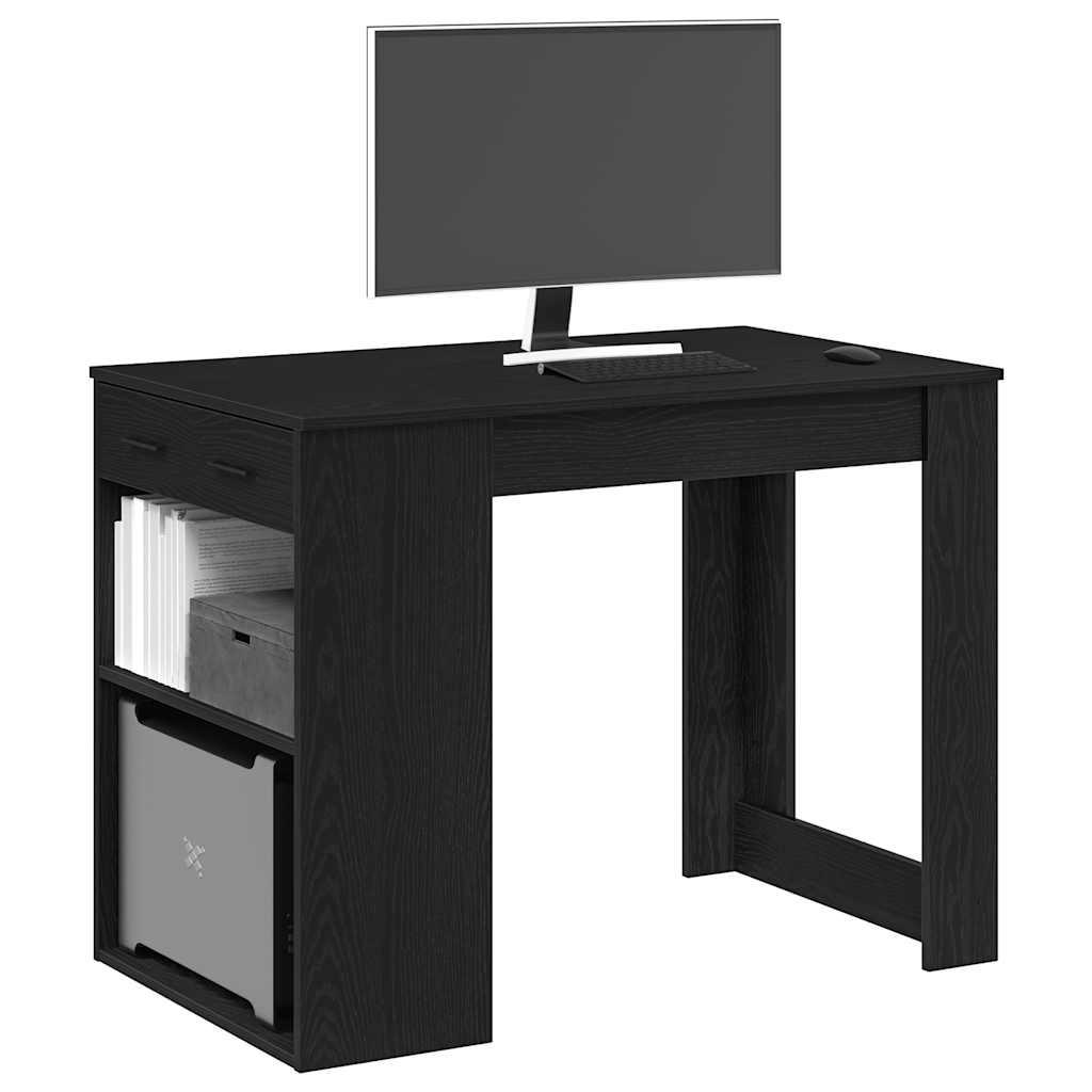 Skrivebord Med Skuffe Hylde 102x62x77 Sort