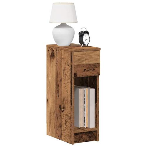 Sengebord med skuffe 20x36x60 cm antikt træ