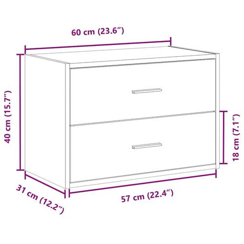 Skab med 2 skuffer 60x31x40 cm konstrueret træ sonoma-eg