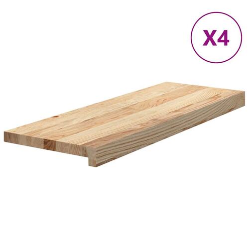 Trappemåtter 4 stk ubehandlet 70x25x2 cm massivt egetræ