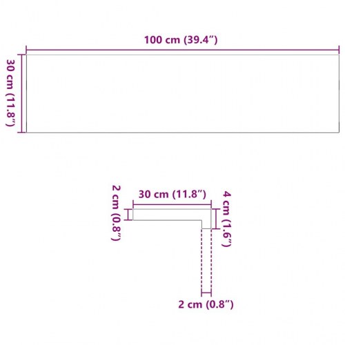 Vindueskarme 2 stk - ubehandlet massivt egetræ 100 × 30 × 2 cm