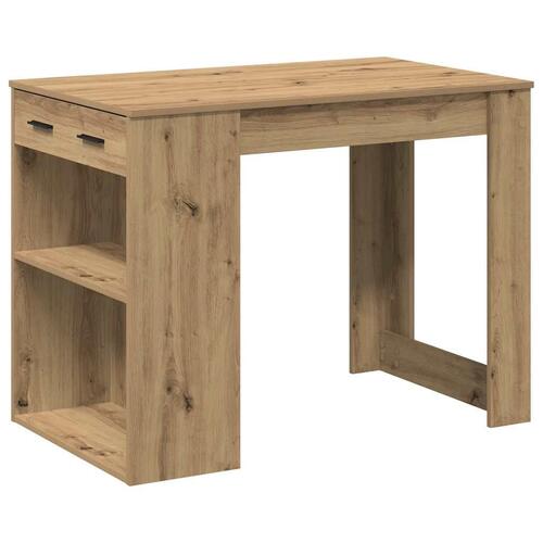 Skrivebord med skuffe og hylde 102x62x77,5 cm egetræsfarvet