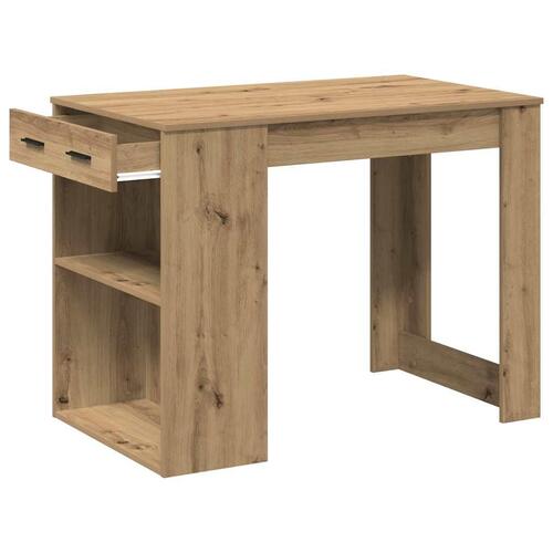 Skrivebord med skuffe og hylde 102x62x77,5 cm egetræsfarvet