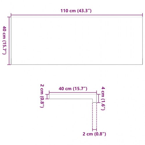Vindueskarme i massivt egetræ - 2 stk ubehandlet, 110 × 40 × 2 cm