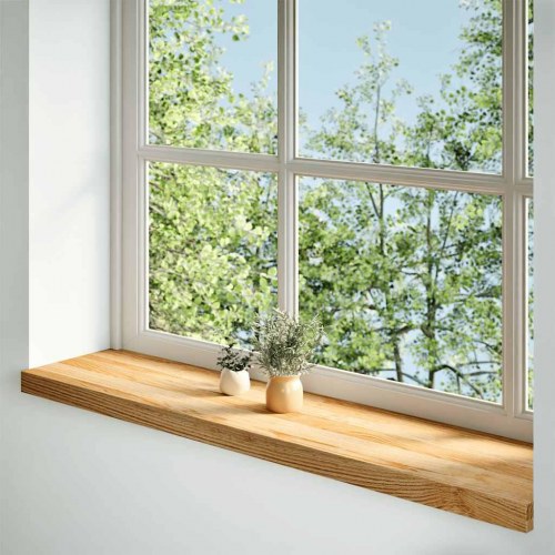 Vindueskarme - 2 stk. lysebrun 120 × 30 × 2 cm i massivt egetræ
