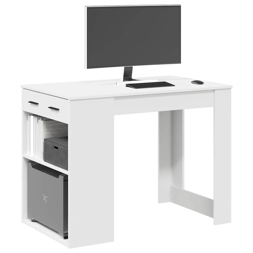 Skrivebord Med Skuffe Hylde 102x62x77 Hvid
