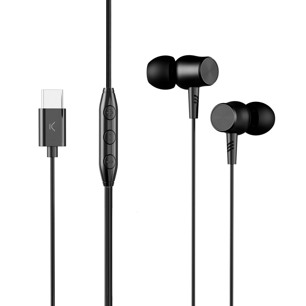 KSIX in-ear headset med USB-C - Sort