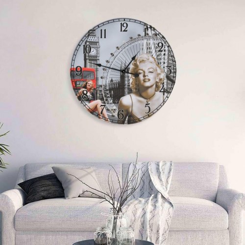 Vægur i vintagestil - rund Ø 60 cm, flerfarvet MDF