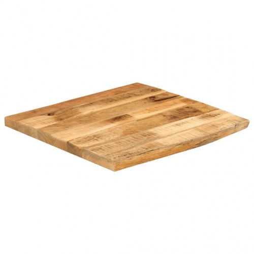 Bordplade i massivt mangotræ med naturlig kant - 80 x 80 x 3,8 cm