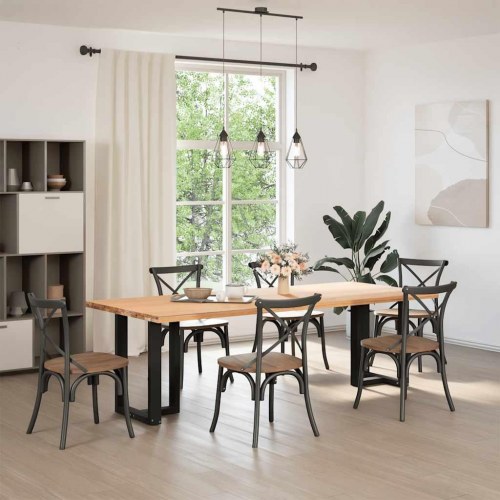 Spisebordsben T-formet 2 stk. sort 50x35x(72-73) cm stål