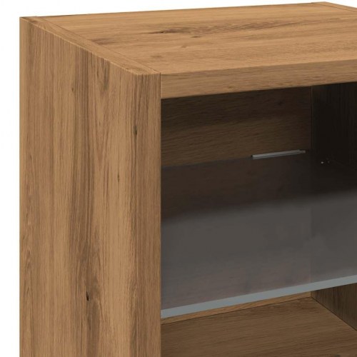 Væghængte sengeborde med LED-lys 2 stk. - artisan eg