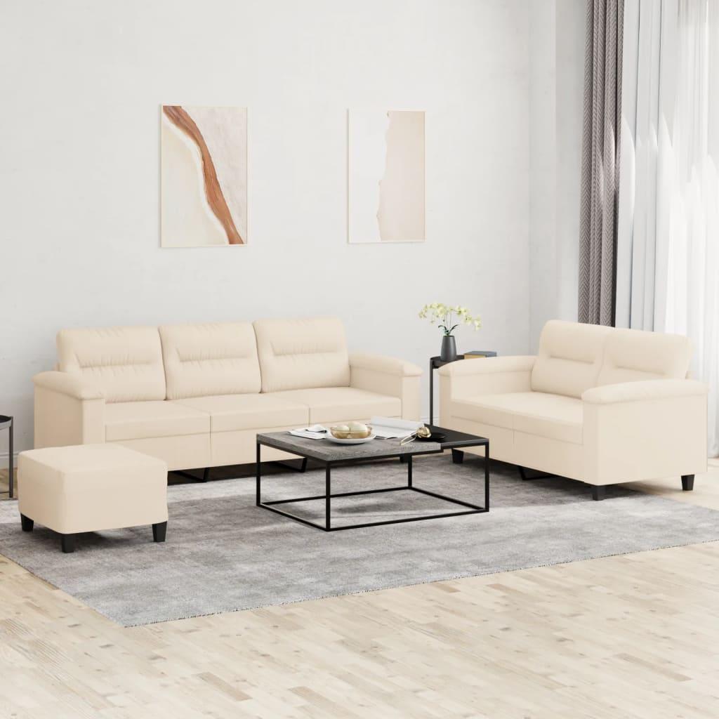 3 personers sofa med hynder mikrofiberstof beige