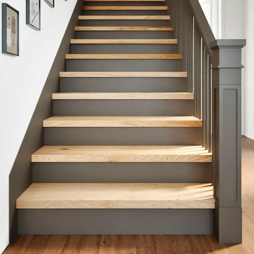 Trappemåtter 16 stk ubehandlet 100x25x2 cm massivt egetræ