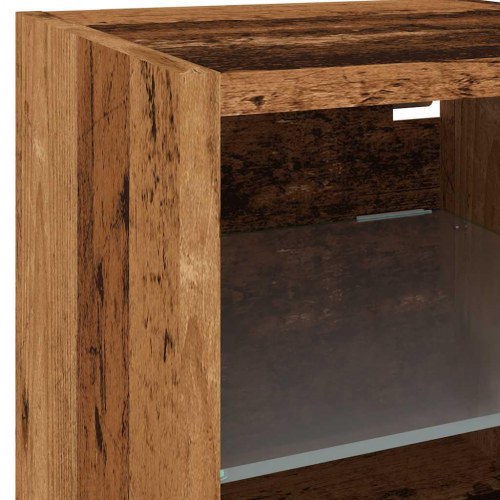 Væghængte sengeborde med LED-lys 2 stk. 30 x 28,5 x 30 cm