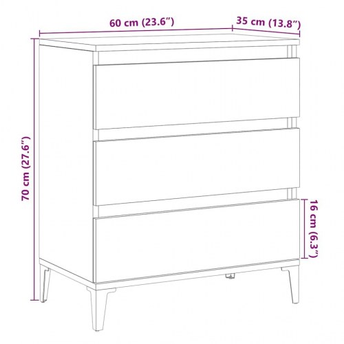 Skænk 60x35x70 cm konstrueret træ egetræsfarve