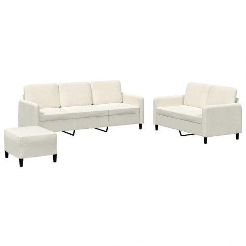 Sofasæt i velour - 3 dele, cremefarvet