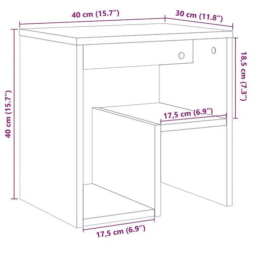 Sengebord 40x30x40 cm konstrueret træ gammelt trælook