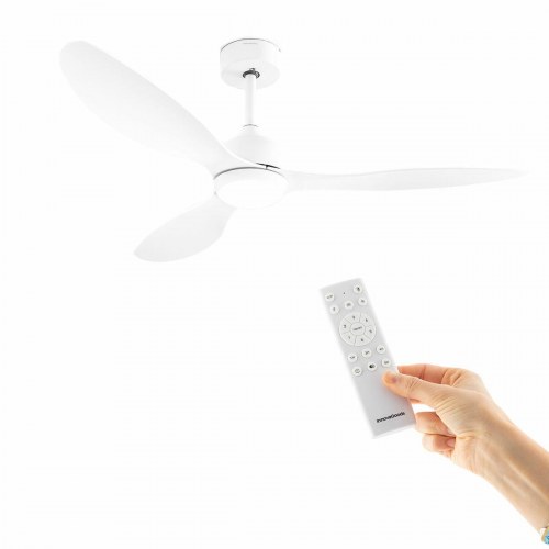 Flaled loftsventilator med LED-lys - hvid, 52" (Ø132 cm), 36 W (OUTLET A)